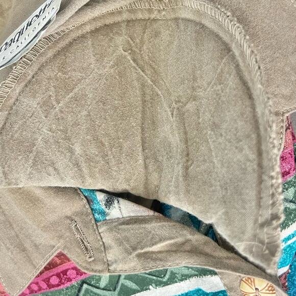 Vintage 90s Brown Floral Striped Short Sleeve Collared Button Down Shirt size M - Picture 9 of 11